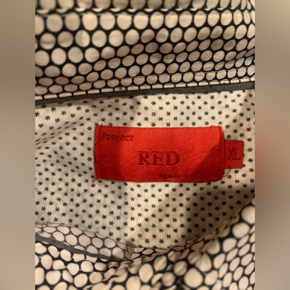 Project Red Men’s Long Sleeve Pocket Shirt Black & White Dot Button Up Size XL - Picture 2 of 5
